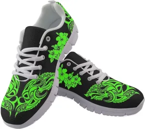 AmzPrint Walking Running Shoes Hawaiian Polynesian Island Ethnic Tribal Print White Sole Samoa Shoes Women Casual Sneakers
