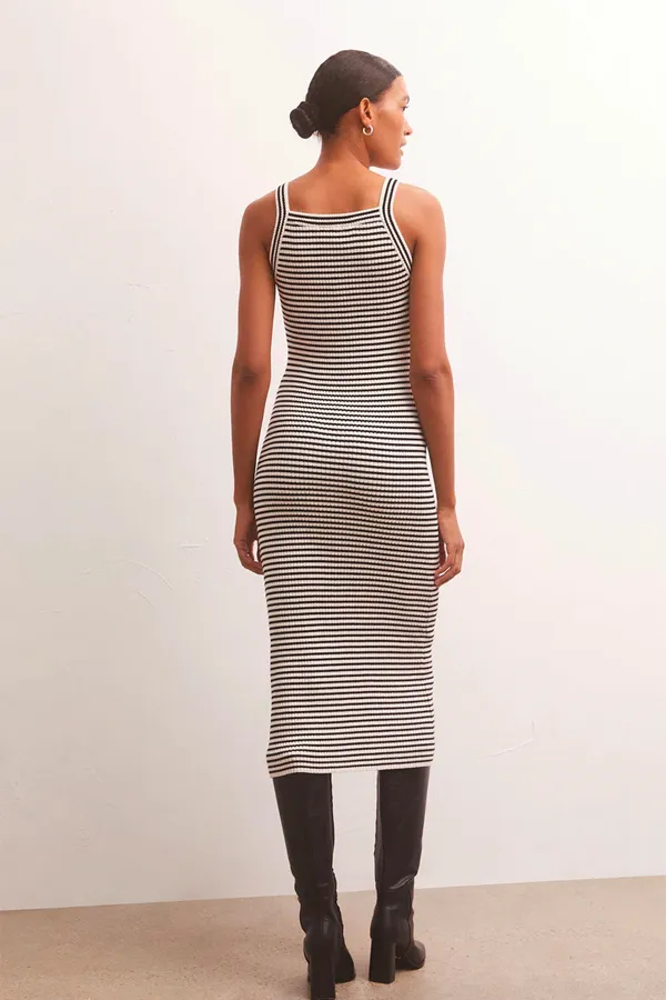 Brooks Stripe Midi Dress | Black