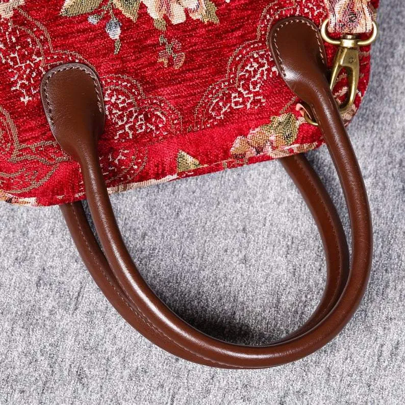 Carpet Handbag Floral Wine