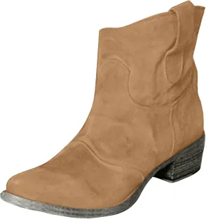 Cathalem Women's Western Cowboy Ankle Boots Low Heel Mid Calf Cowgirl Boots Slip On Round Toe Chunky Heel Fashion Retro Classic Boots Suede Back Zipper Fall Short Ankle Booties