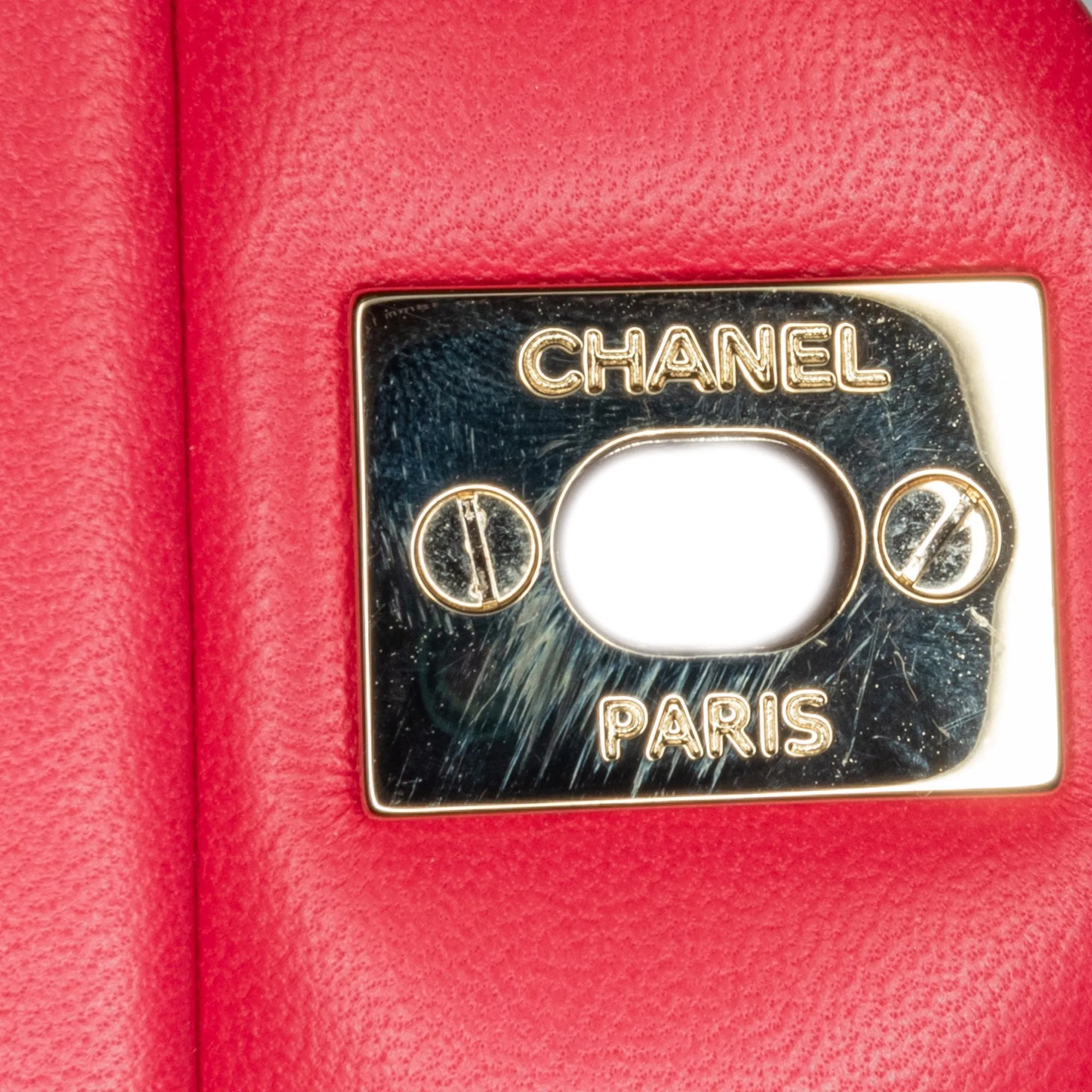 CHANEL Mini Square Classic Lambskin Single New Red