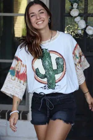 CONNIE'S CAPABLE CACTUS TEE - CREAM