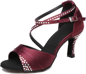 Dance Shoes Latin for Women 3 inch Heel Ballroom Dancing Wedding Party Sandals X037