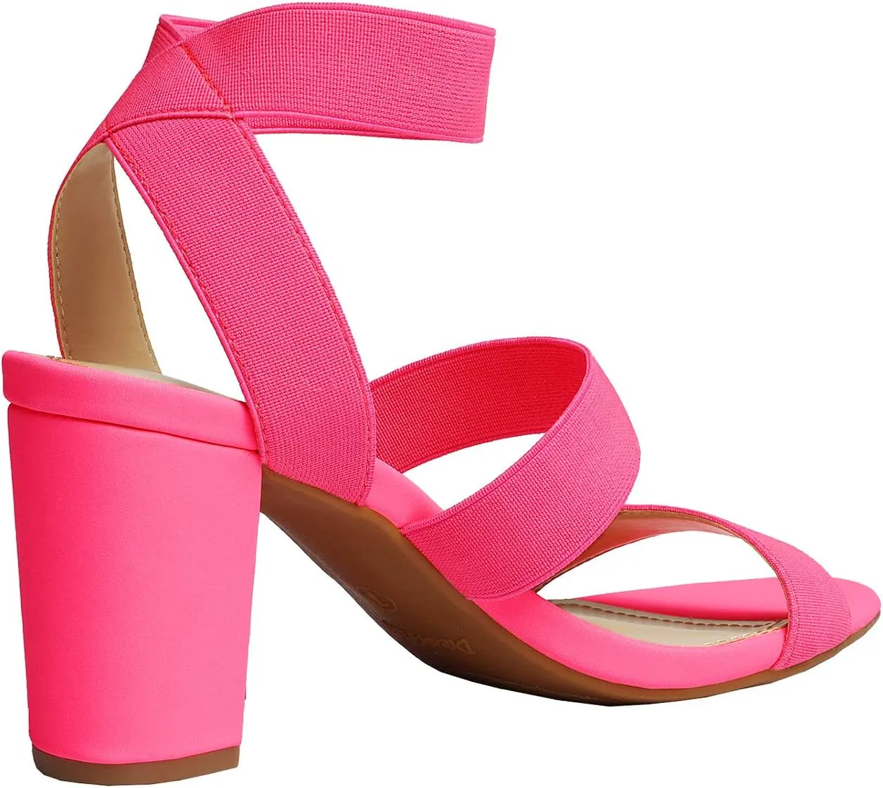 DREAM PAIRS Women's Open Toe High Chunky Elastic Strap Dress Heel Sandals