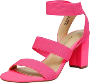 DREAM PAIRS Women's Open Toe High Chunky Elastic Strap Dress Heel Sandals