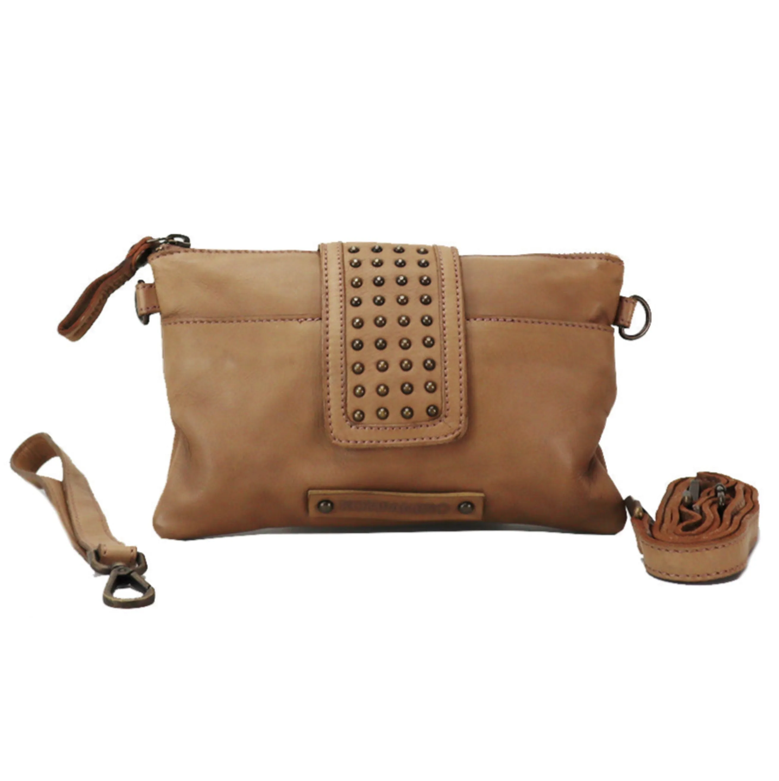 Ellie Leather Crossbody - Stone Grey