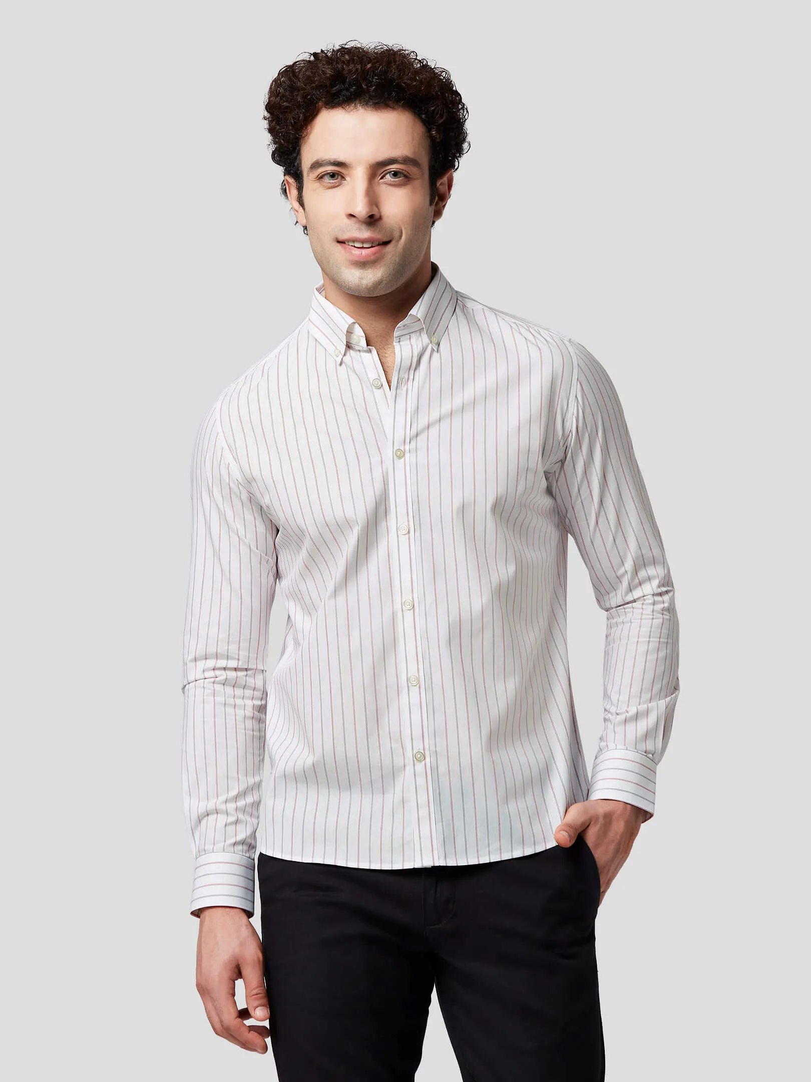 Encomium Dual Color Striped Cotton Shirt