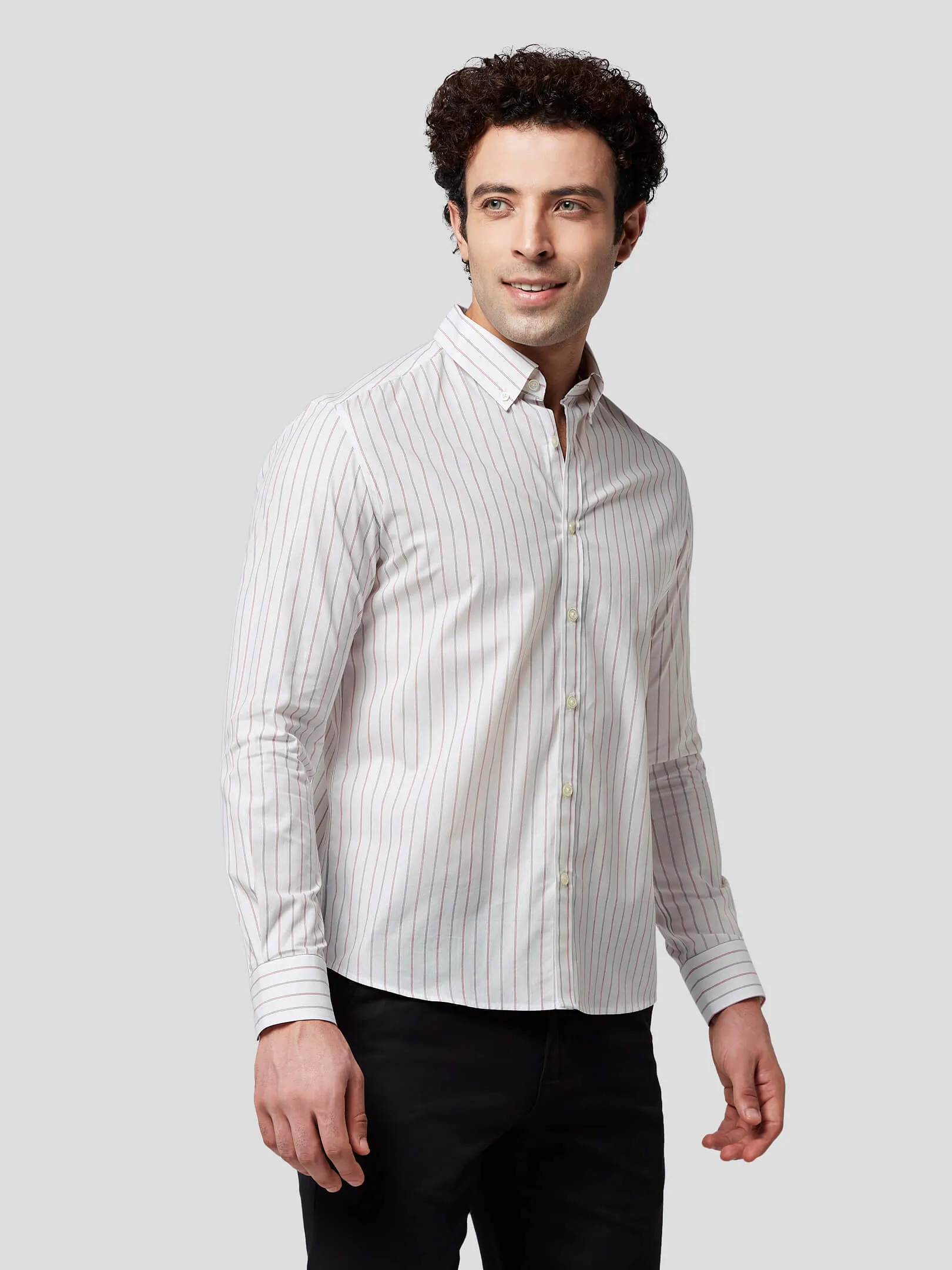 Encomium Dual Color Striped Cotton Shirt