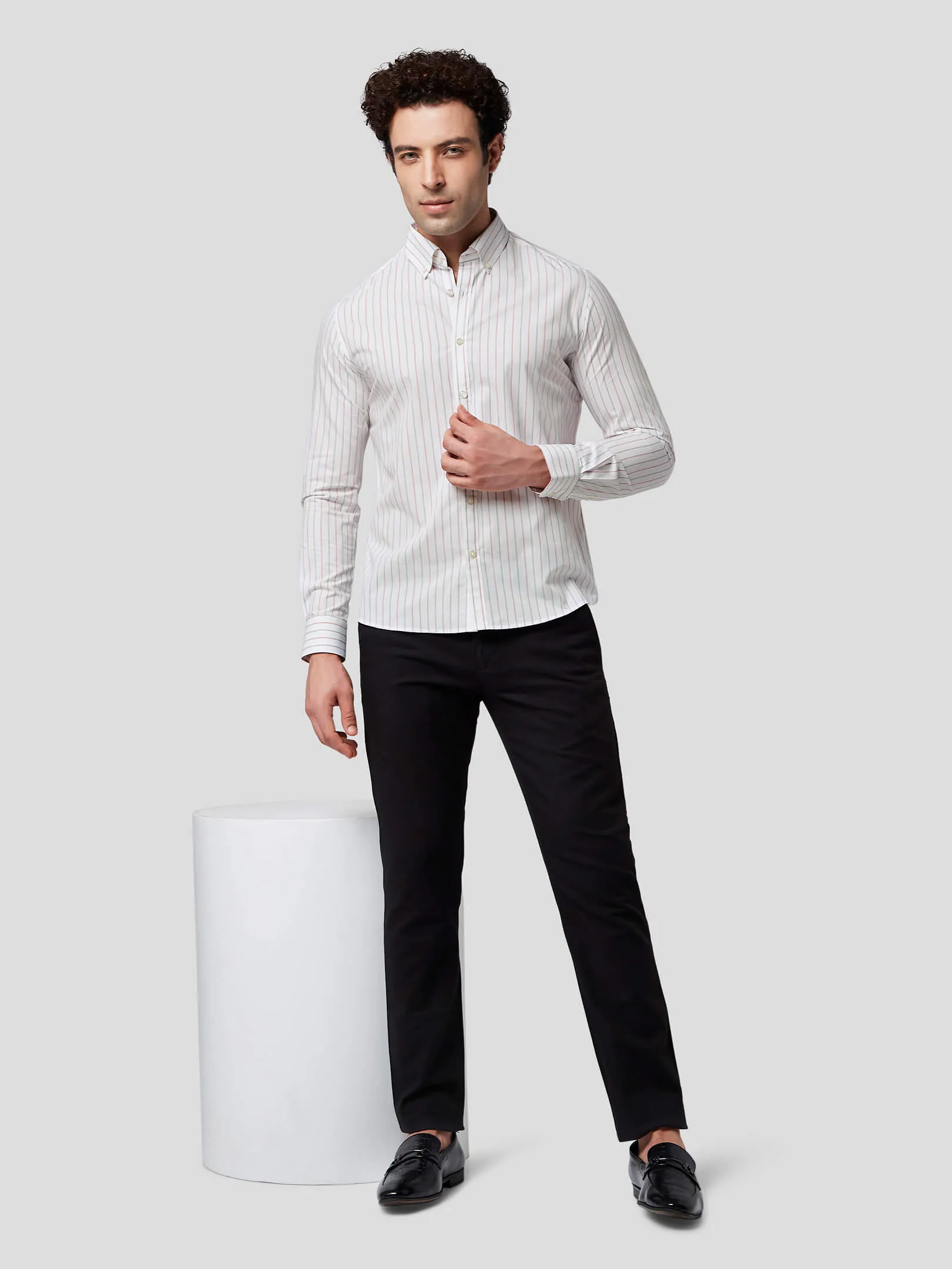 Encomium Dual Color Striped Cotton Shirt
