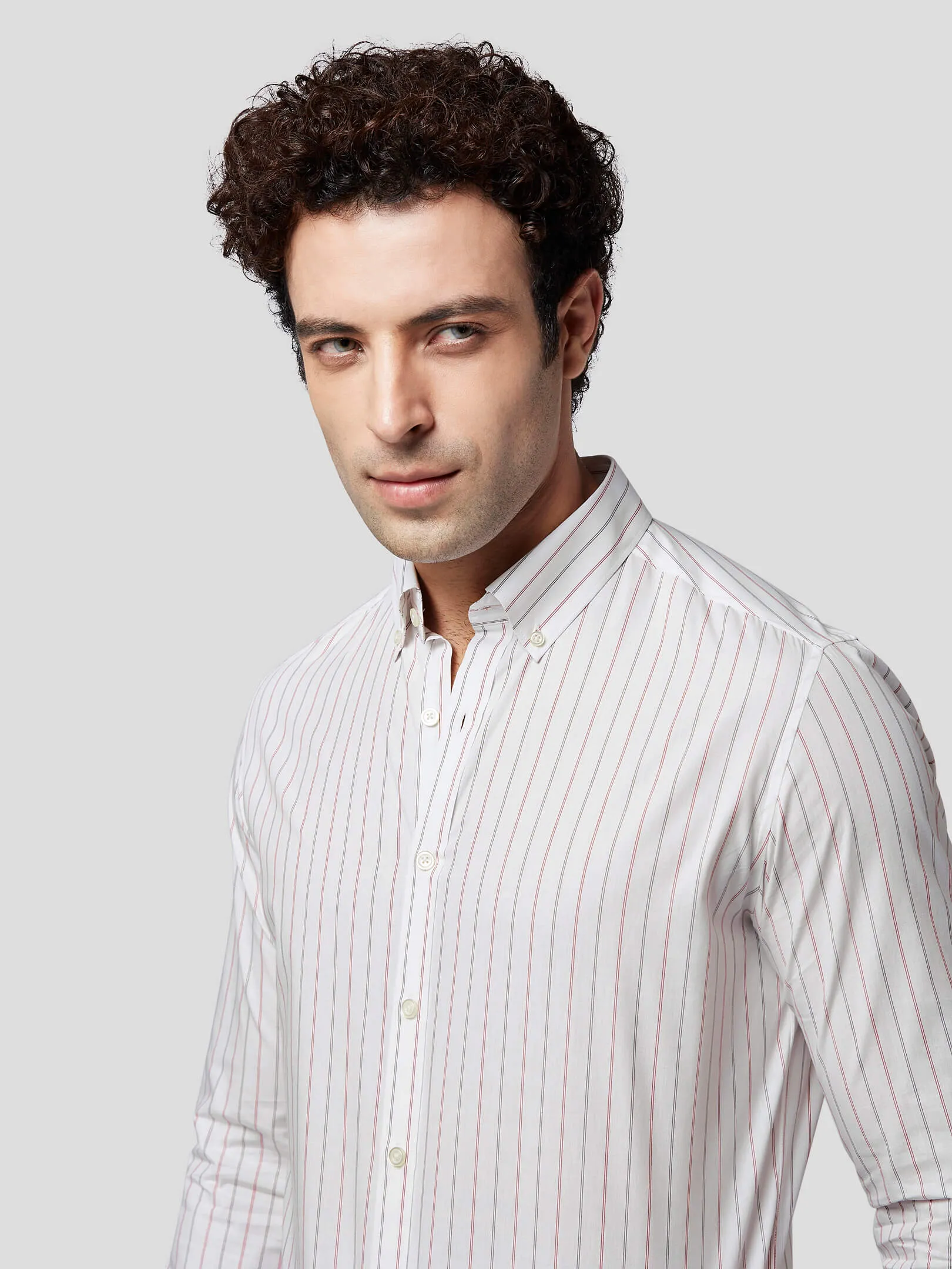 Encomium Dual Color Striped Cotton Shirt