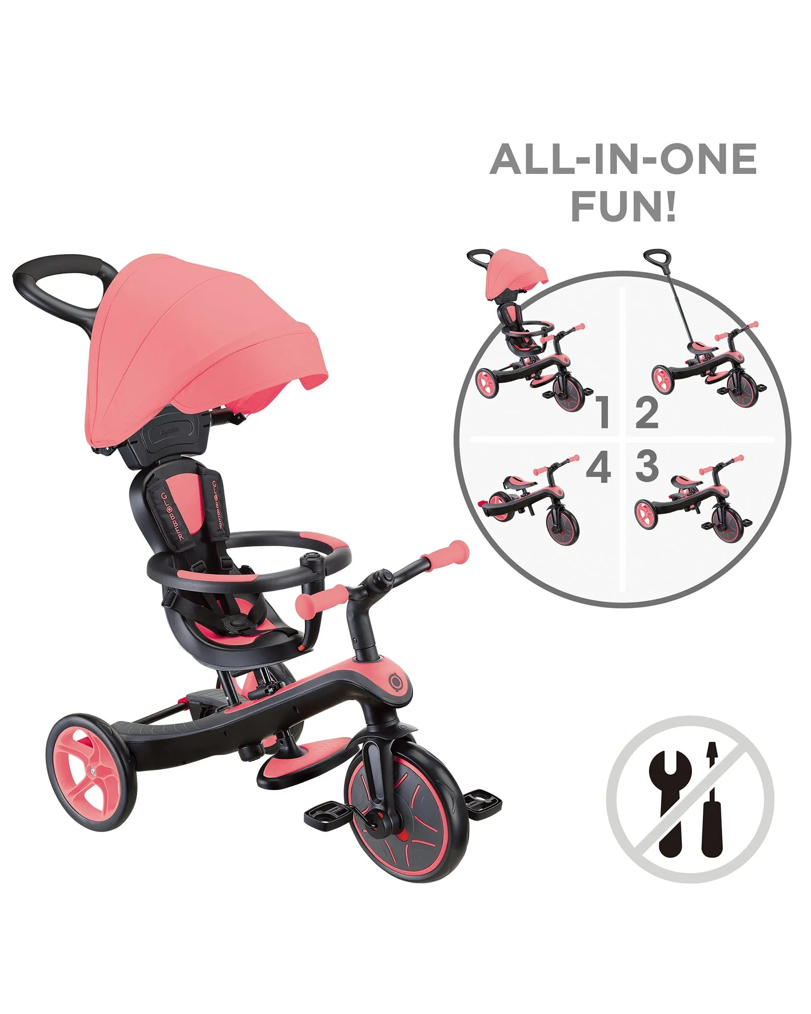 Globber EXPLORER TRIKE 4 in 1 Pink