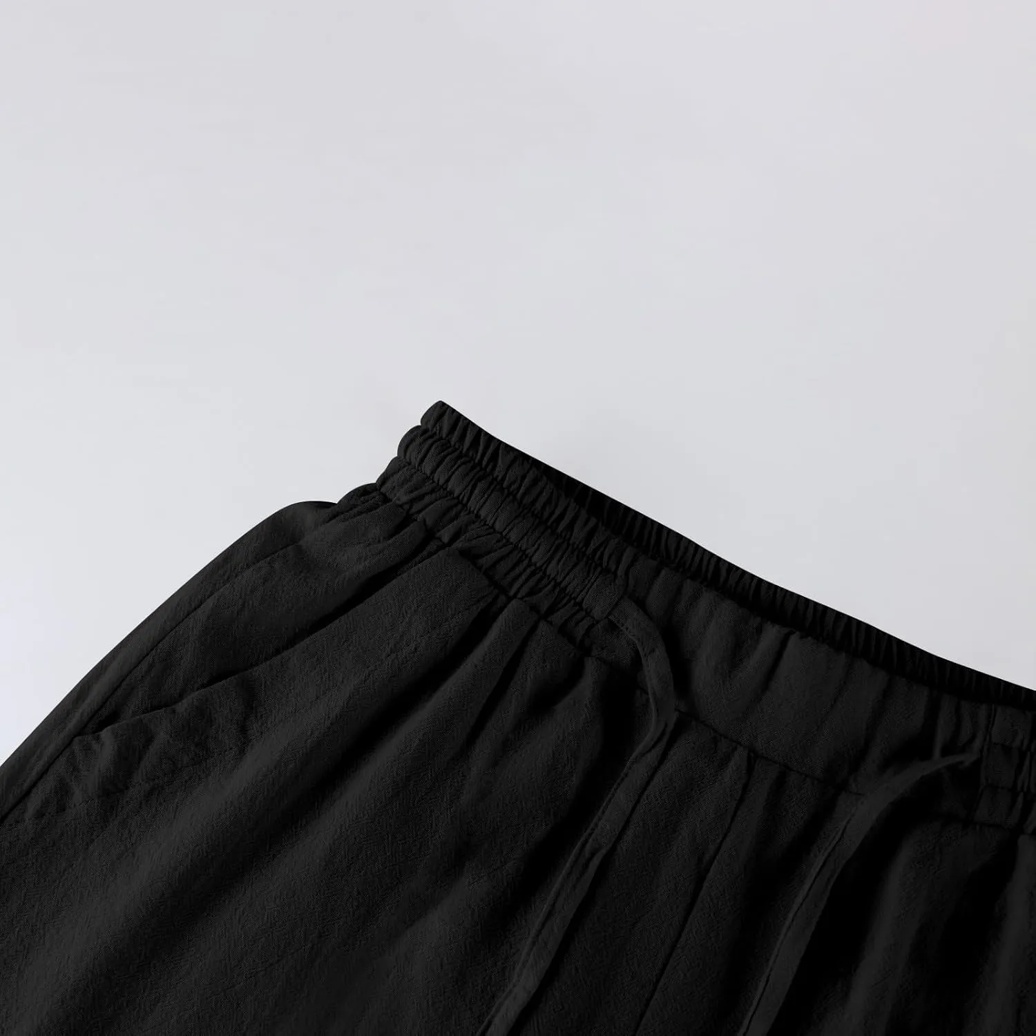 GOFULY Womens Linen Pants Casual Wide Leg 2025 High Rise Pants Drawstring Elastic Waist Summer 2025 Solid Trouser with Pocket