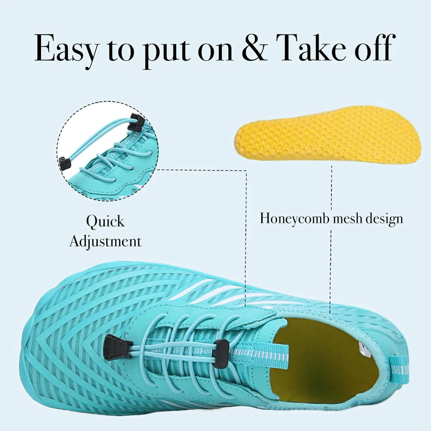 Hike Barefoot Shoes for Women Men, Water Shoes with Wide Toe Box, Non-Slip & Quick Dry Breathable Beach Pool Aqua Swim Surf Walking Shoes