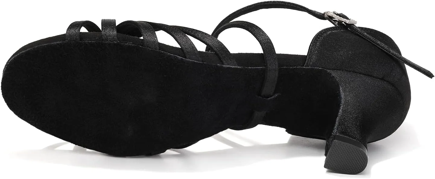 HIPPOSEUS Women's Satin Latin Dance Shoes Professional Ballroom Salsa Practice Performance Dance Shoes,Model 217