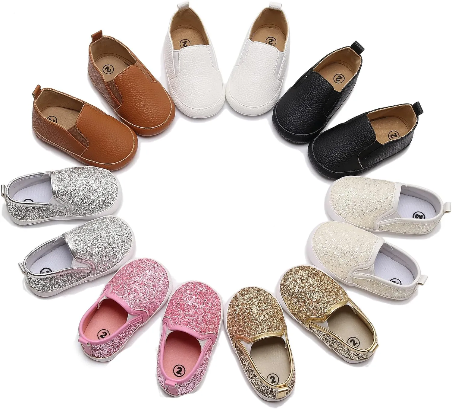 HONGTEYA Baby Boys Girls Shoes Infant Sneakers Baby Moccasins Pu Leather Soft Sole Anti-Slip Flats Toddlers First Walkers Newborn Crib Shoes Tennis Sports Shoes Outdoor Indoor