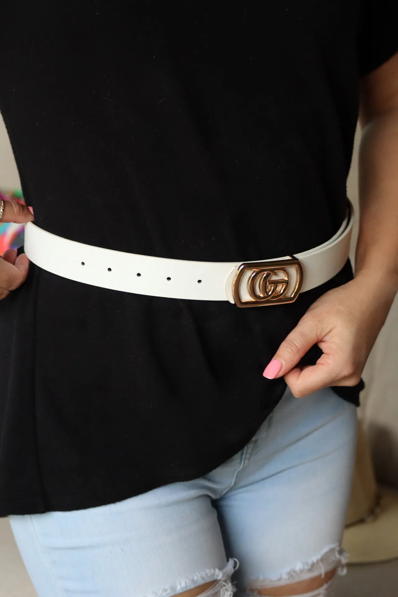 JERSEY'S JUST A BUCKLE BELT - WHITE
