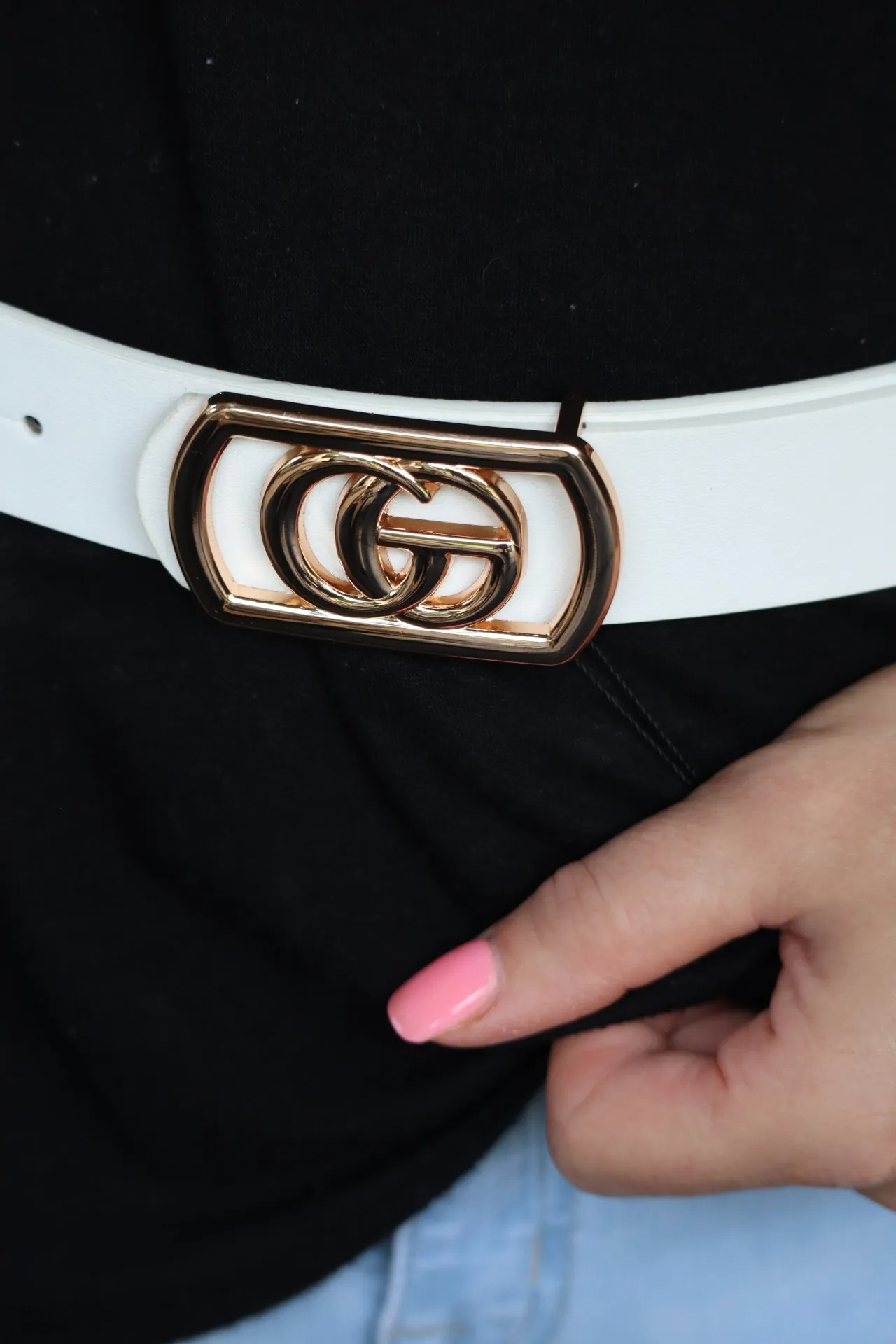 JERSEY'S JUST A BUCKLE BELT - WHITE