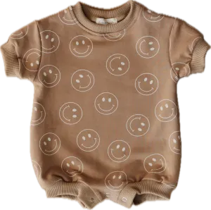 Just Smile  Tan | Short Sleeve Romper