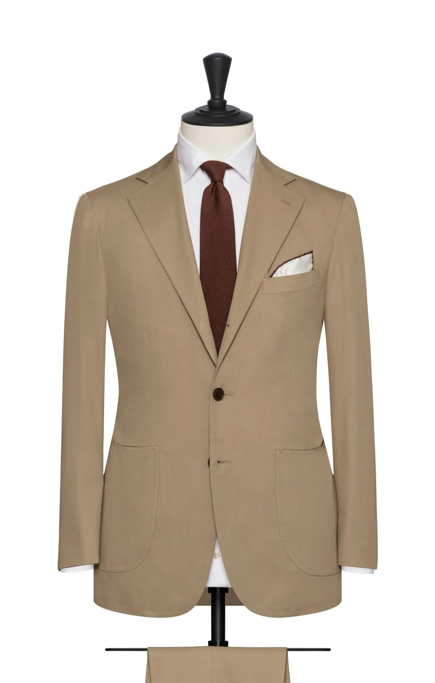 Larusmiani Beige Cotton Stretch Fine Gabardine