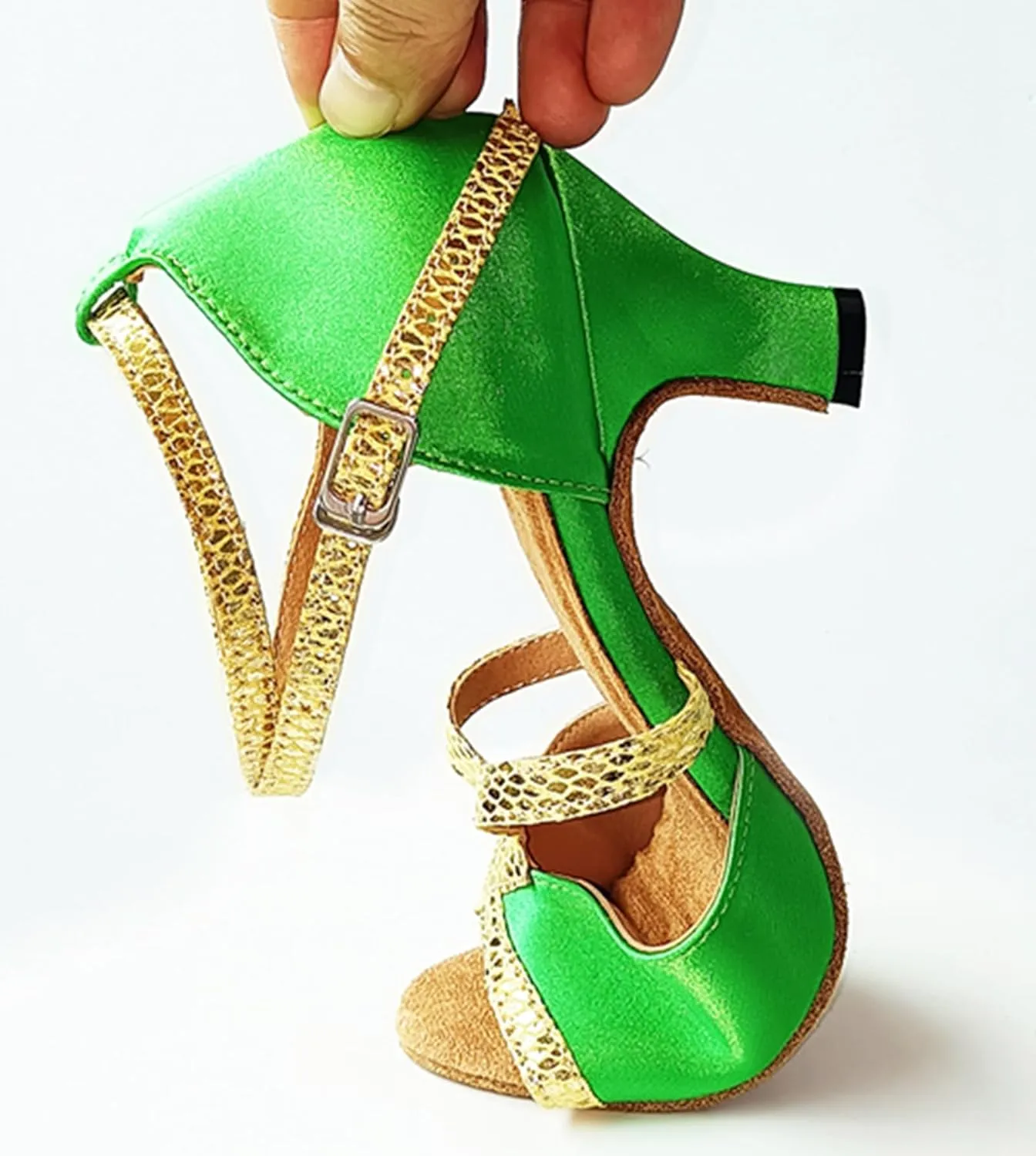 Latin Dance Heels for Women Ankle Strap Ballroom Dancing Shoes Wedding Party Sandals X016A