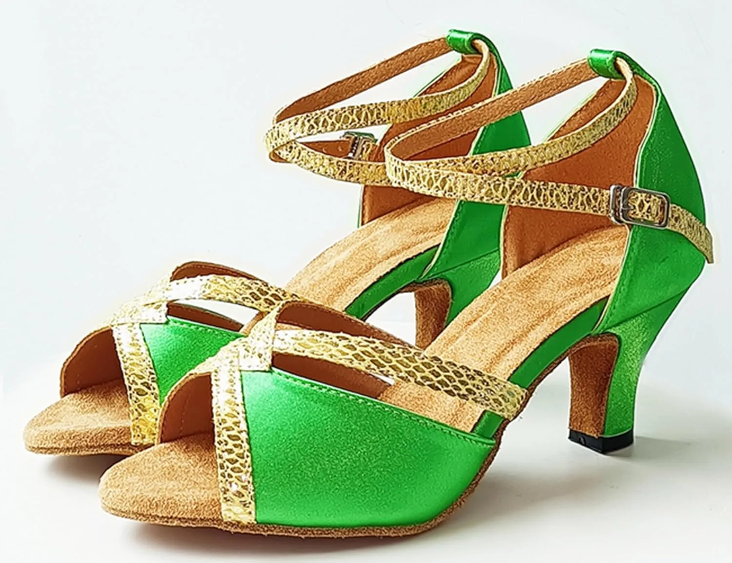 Latin Dance Heels for Women Ankle Strap Ballroom Dancing Shoes Wedding Party Sandals X016A