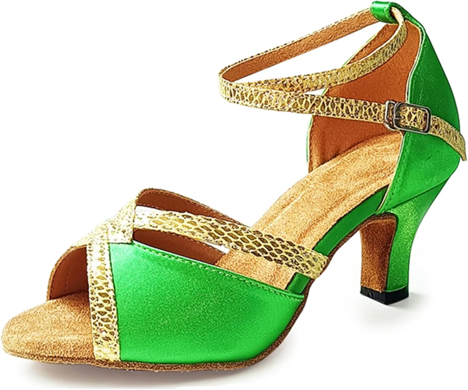 Latin Dance Heels for Women Ankle Strap Ballroom Dancing Shoes Wedding Party Sandals X016A
