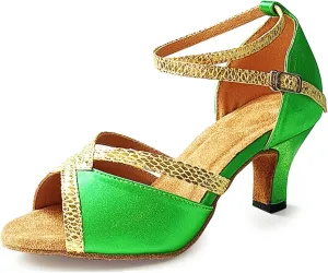 Latin Dance Heels for Women Ankle Strap Ballroom Dancing Shoes Wedding Party Sandals X016A