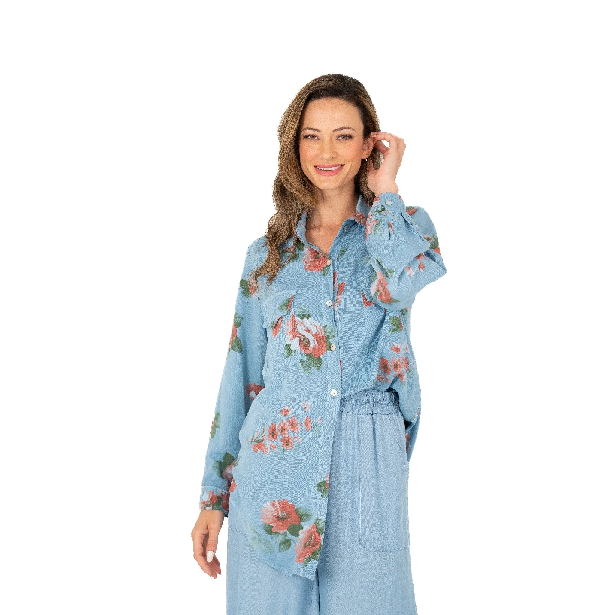 M Made in Italy  Women's Woven Shirt  Coastal Garden