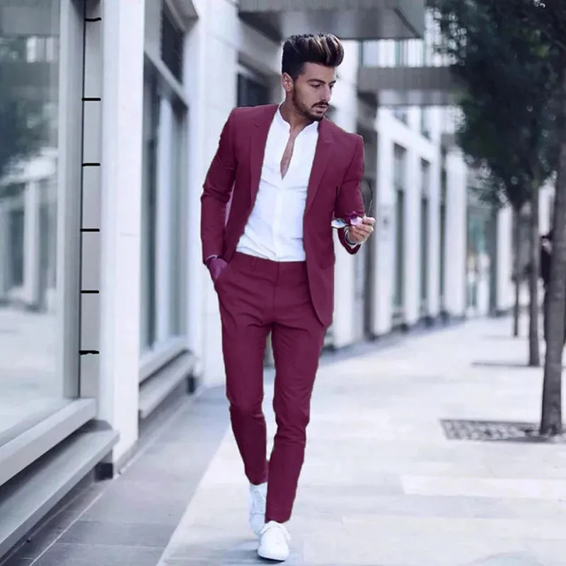 New Men's Two Piece Business Casual Suit