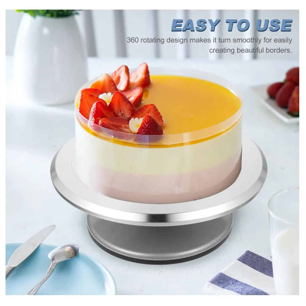 Non-Slip Base Rotating Stainless Steel Cake Decoration Stand