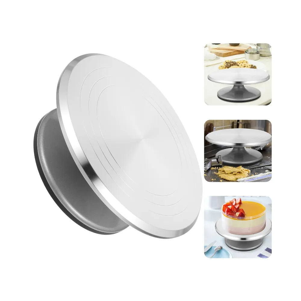 Non-Slip Base Rotating Stainless Steel Cake Decoration Stand