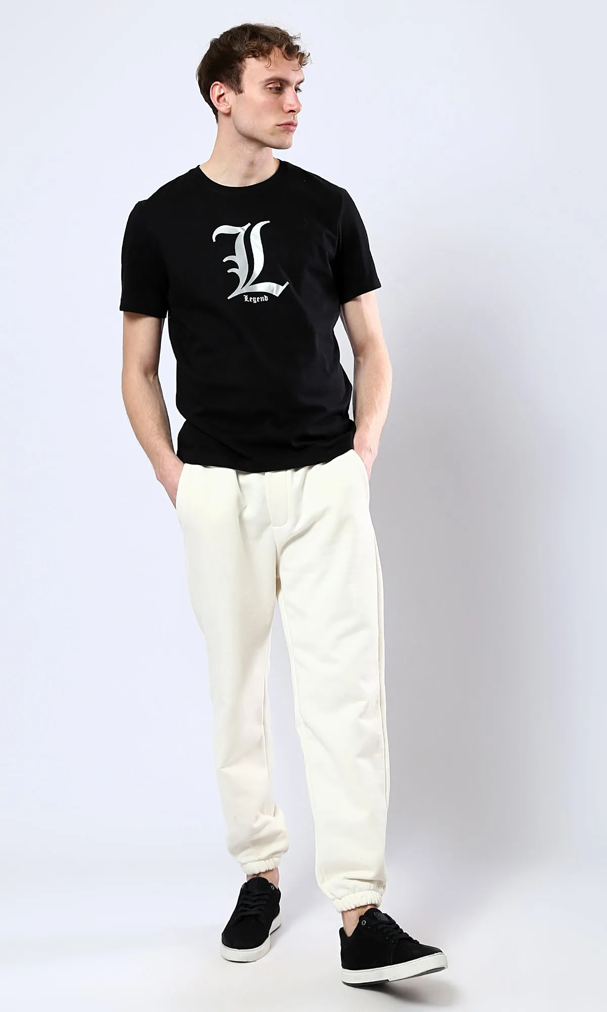 O178956 Printed "Legend" Short Sleeves Tee - Black 