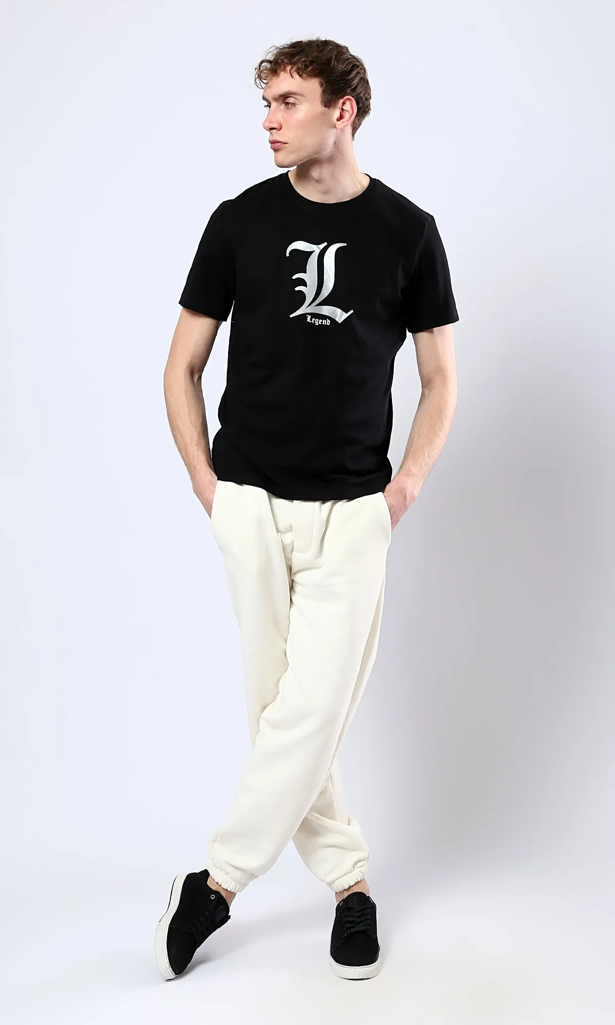 O178956 Printed "Legend" Short Sleeves Tee - Black 