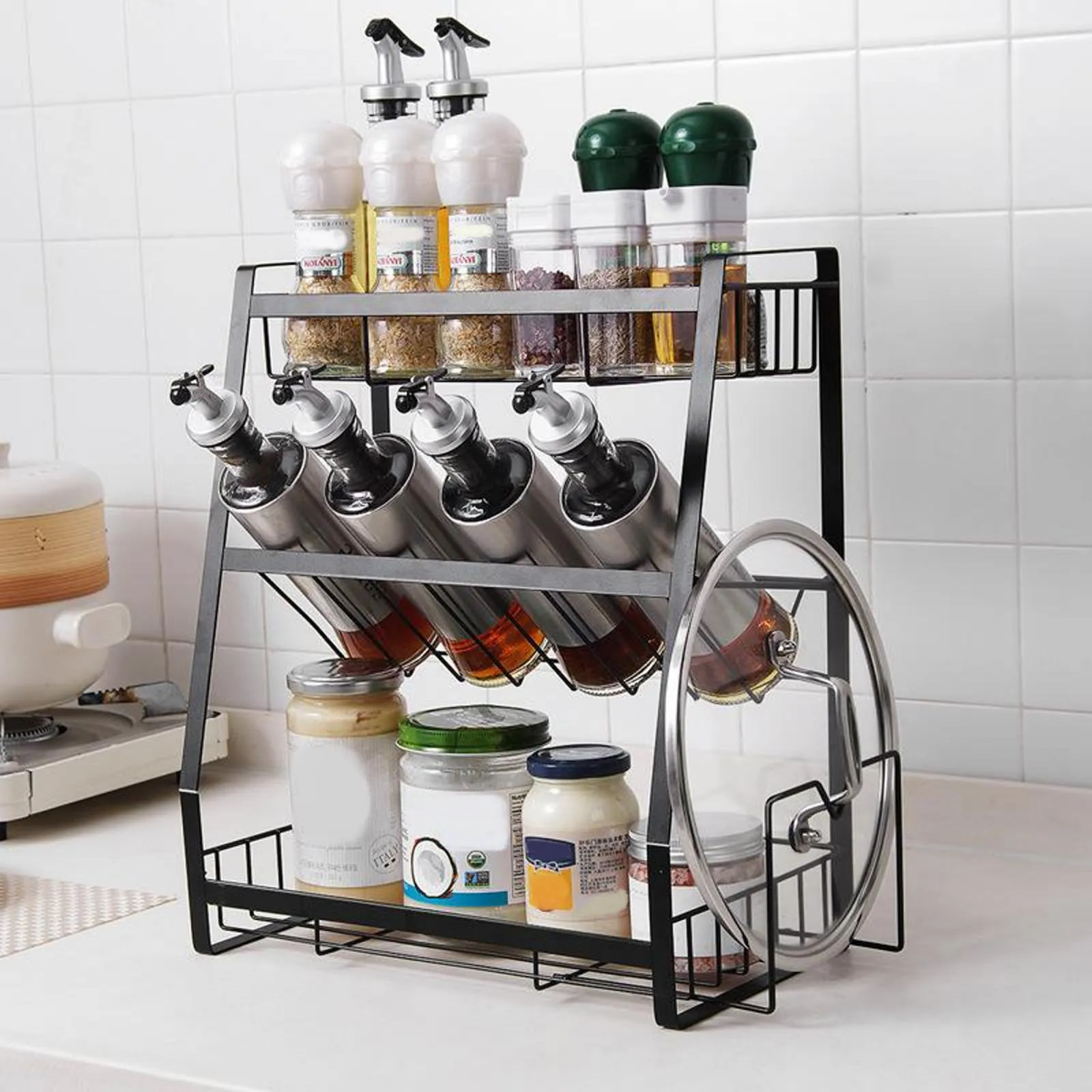Organizer Seasoning Countertop Cabinets Anti Slip
