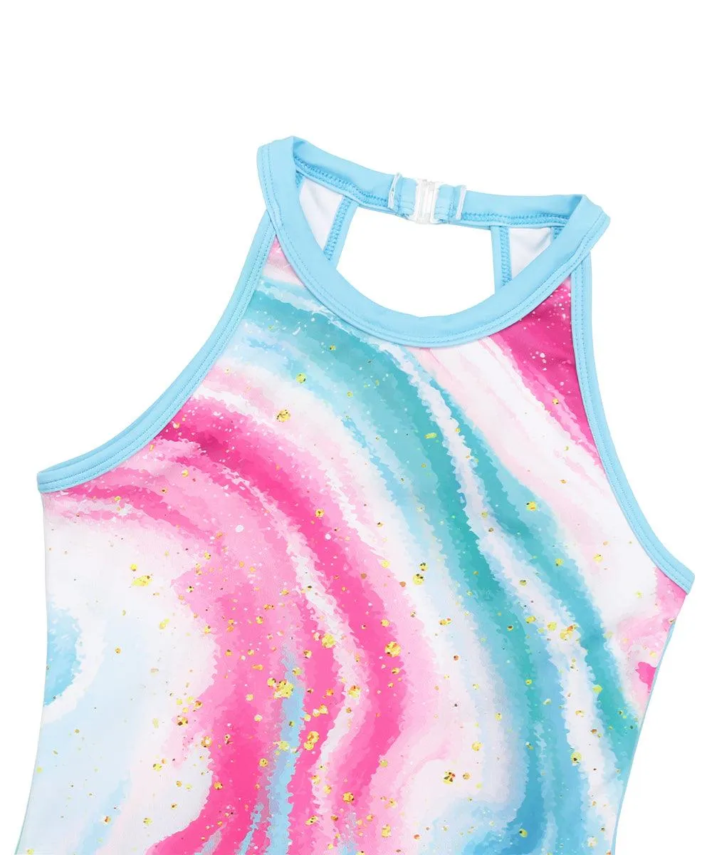 Pastel Pink Marble Gymnastics Leotard Outfit Set