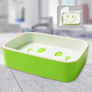Portable Travel Home Box Cute Cartoons Smile Face Container Draining Holder Soap Dish