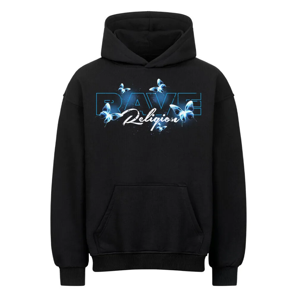 rave religion blue oversized hoodie - spring collection