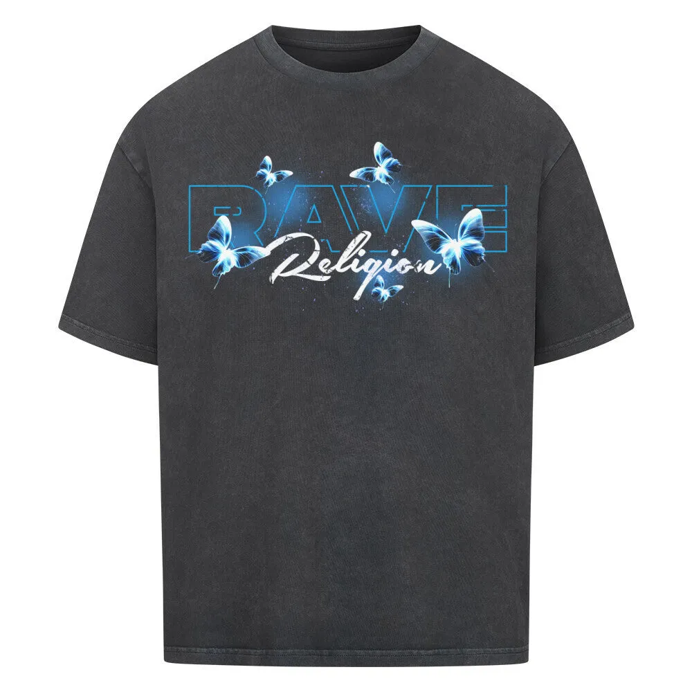 rave religion blue oversized shirt - spring collection