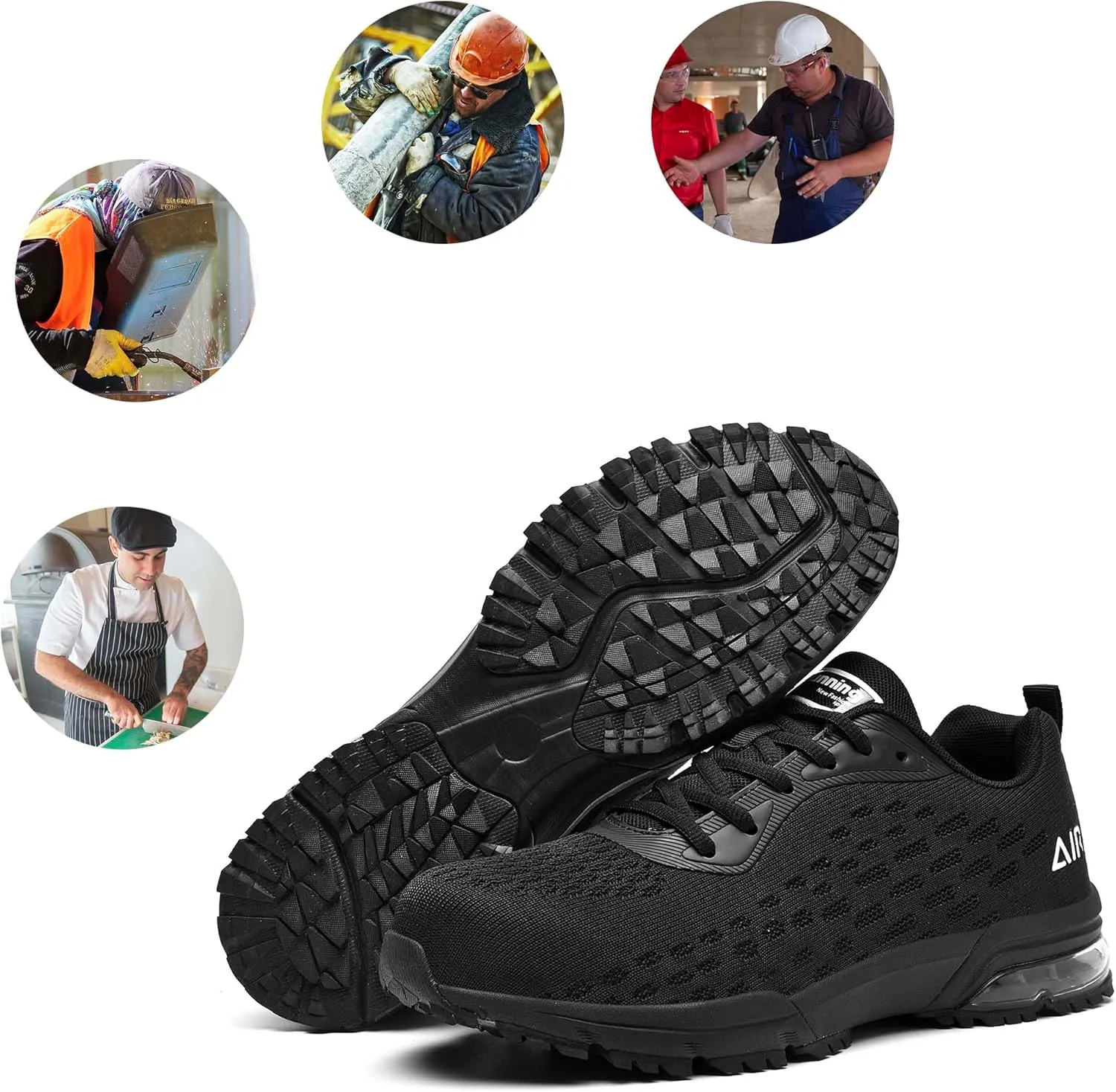 Steel Toe Shoes for Men No Slip Work Boots Mens Steel Toe Shoe Safety Sneakers Puncture Proof Tennis Lightweight Comfortable Air Cushion Construction Footwear US 7.5-13