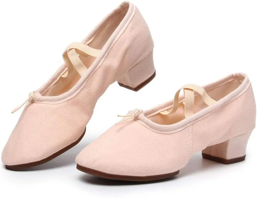 TINRYMX Women Latin Dance Shoes Ballroom Canvas Dance Shoes with Rubber Sole