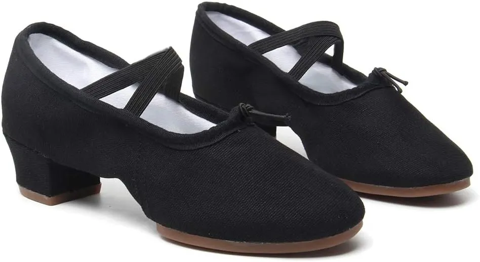 TINRYMX Women Latin Dance Shoes Ballroom Canvas Dance Shoes with Rubber Sole
