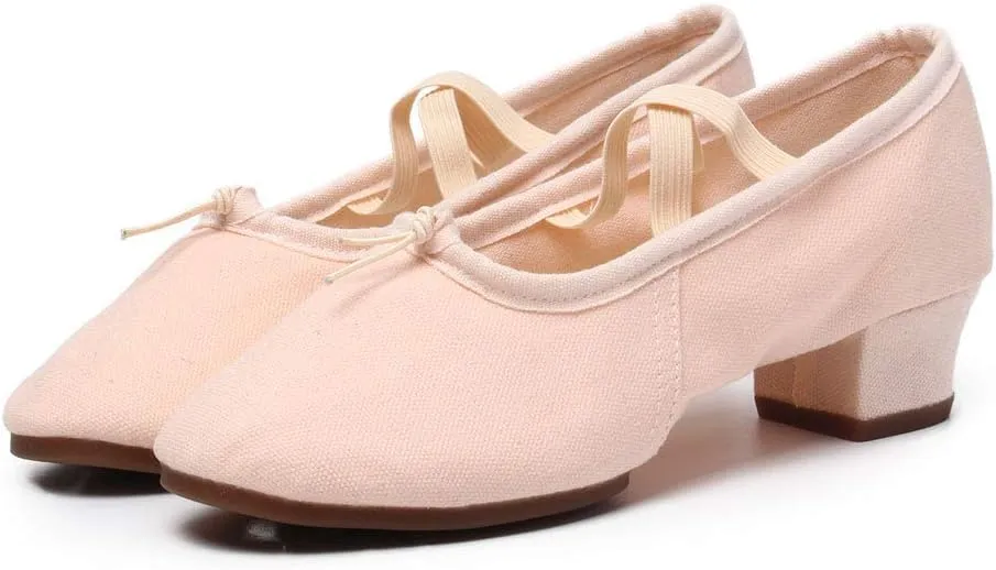 TINRYMX Women Latin Dance Shoes Ballroom Canvas Dance Shoes with Rubber Sole