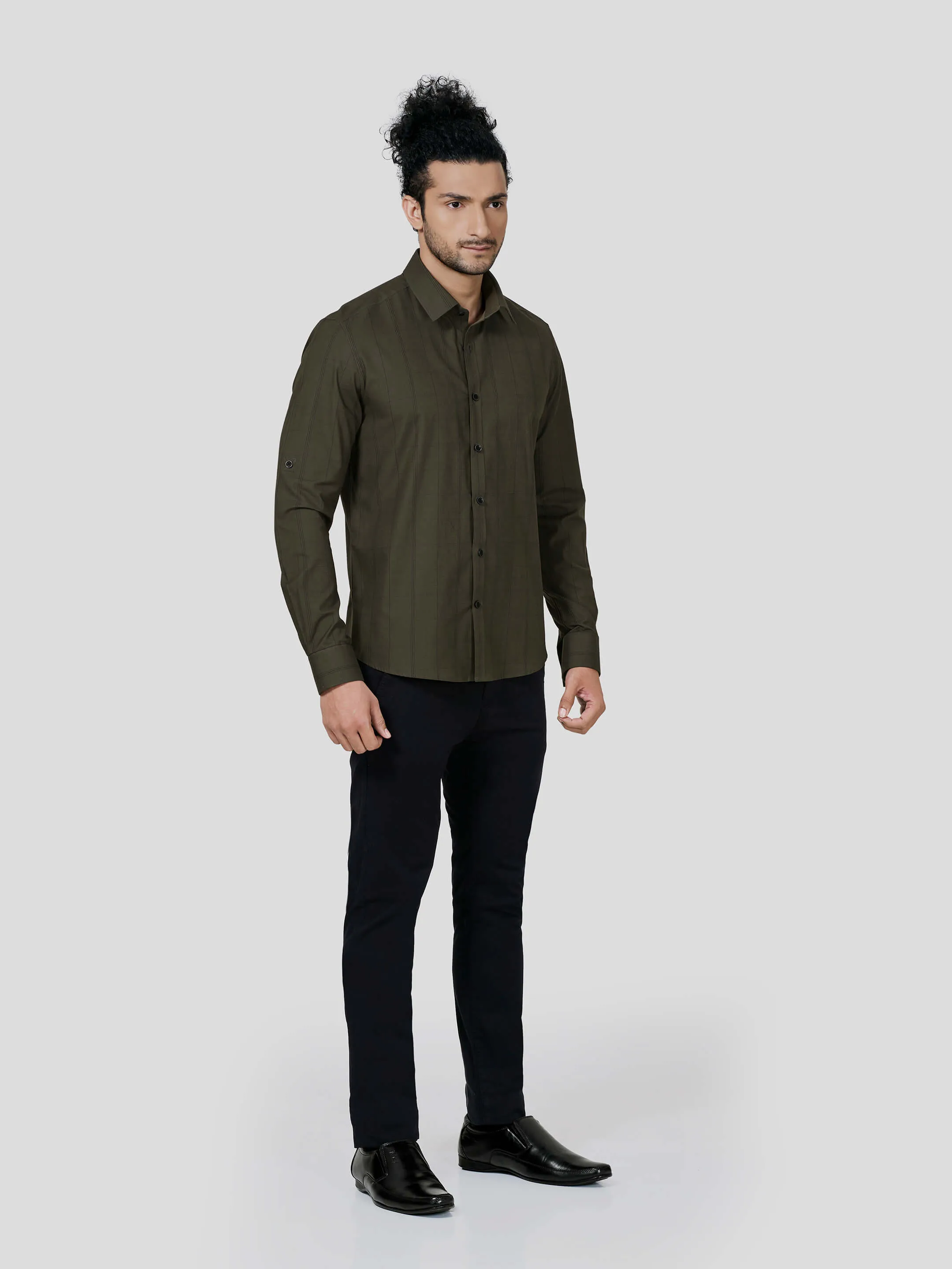 Triumph Rolled Up Sleeve Untuck Fit Check Shirt