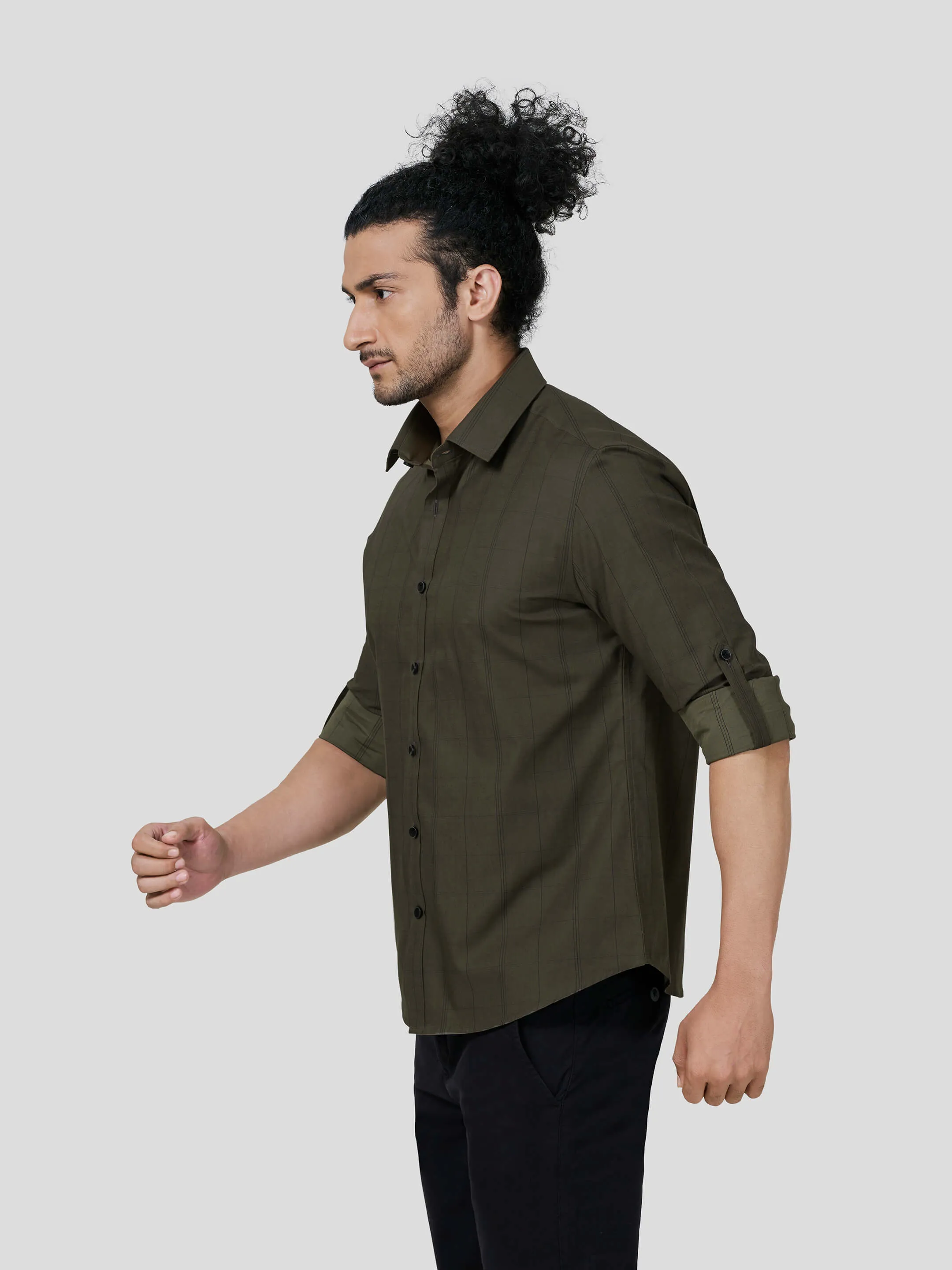 Triumph Rolled Up Sleeve Untuck Fit Check Shirt