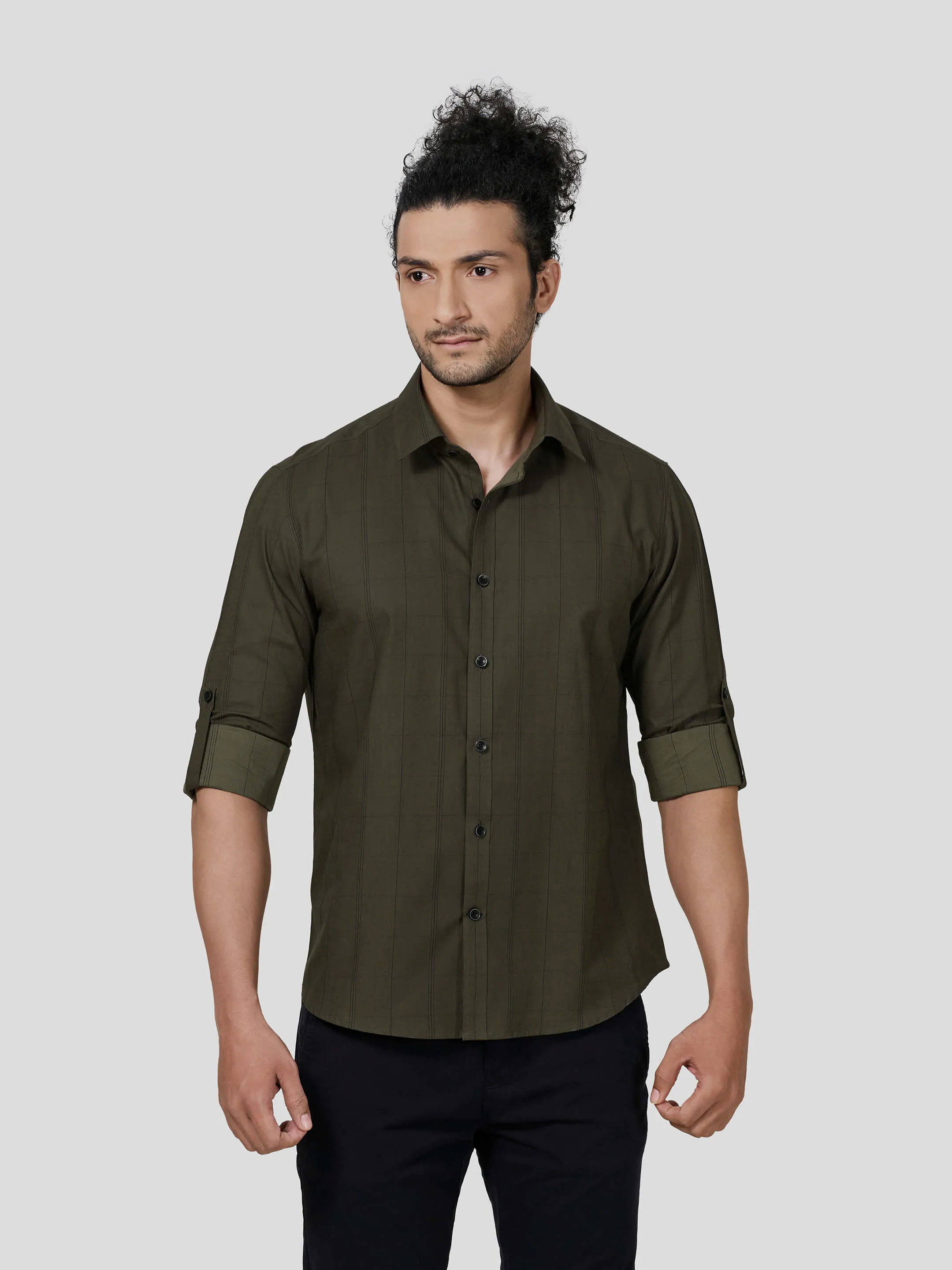 Triumph Rolled Up Sleeve Untuck Fit Check Shirt