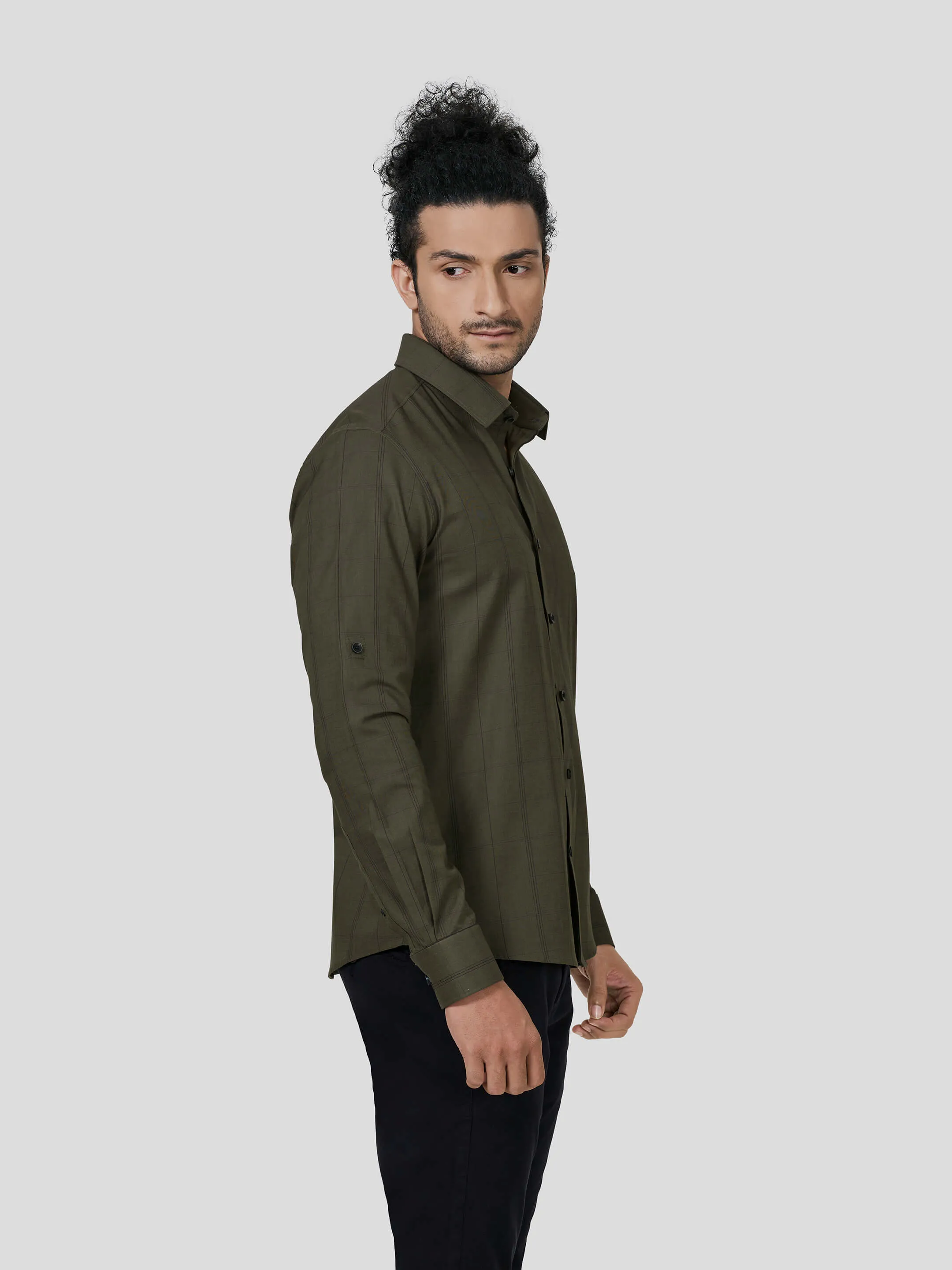 Triumph Rolled Up Sleeve Untuck Fit Check Shirt