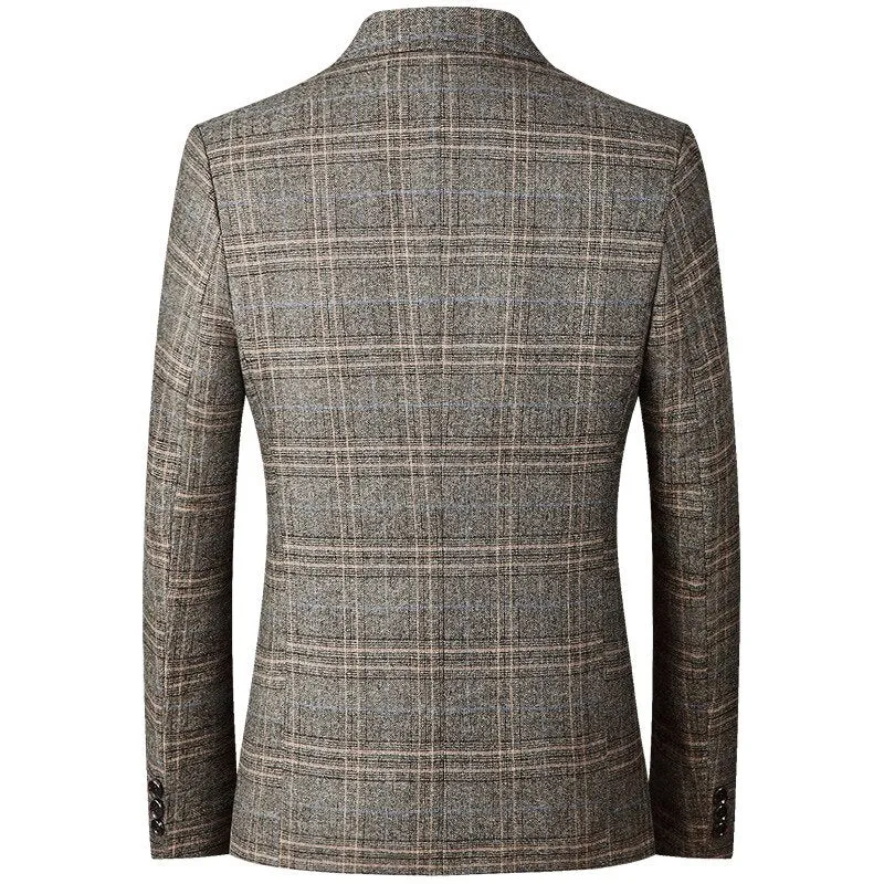 West Louis Business Casual Single-Breasted Plaid Blazer
