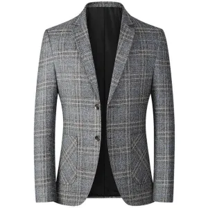 West Louis Business Casual Single-Breasted Plaid Blazer