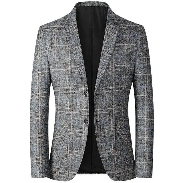 West Louis Business Casual Single-Breasted Plaid Blazer