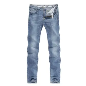 West Louis Men Business Casual Straight Denim Jeans
